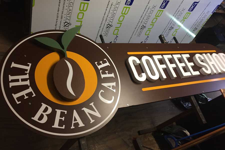 Metal sign for The Bean Cafe made by www.angelgomezsigns.com