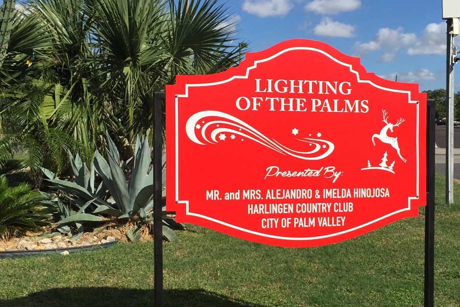 Metal free standing sign for The City of Palm Valley, by www.angelgomezsigns.com